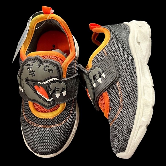 Carters Toddler Boys Dinosaur T-Rex Sneakers Size 7,12 Gray Lighted Slip on Shoe - Picture 11 of 14